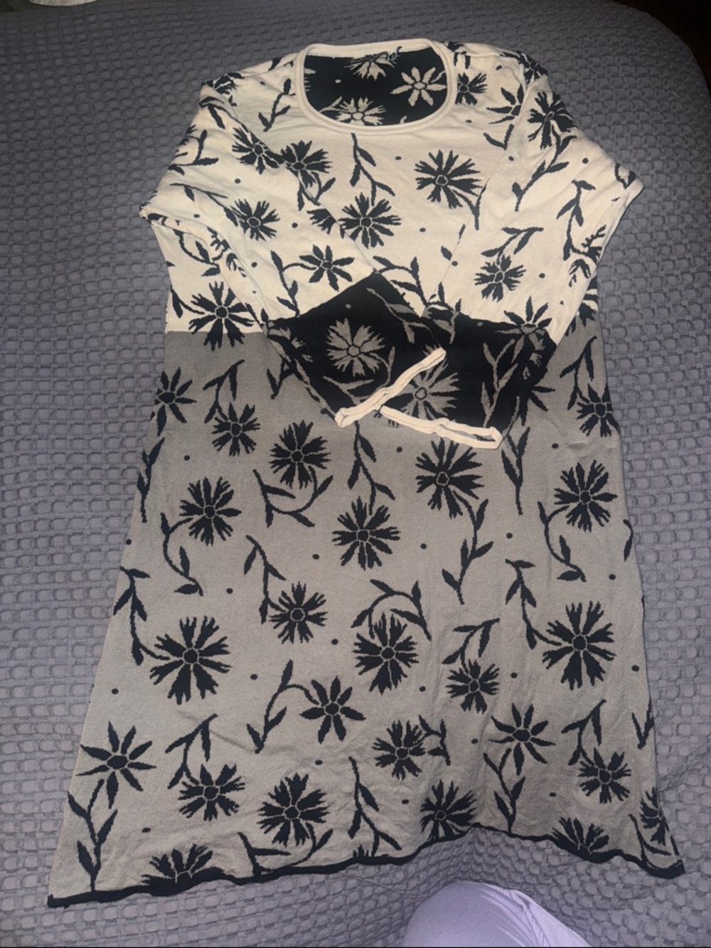 Gudrun Sjoden Cream and Black Floral Knit Dress